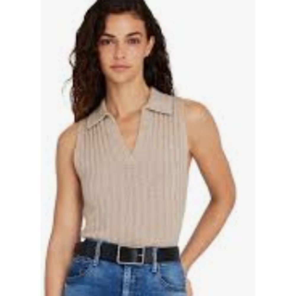 Club Monaco Cashmere Johnny Collar Ribbed Sweater Tank Oatmeal Size XS NWT